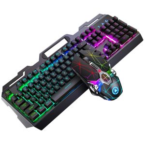 Combos 104KEYS RVB Aluminium ALLIAL GAMING Clavier et RVB Gaming Mouse Set avec la clé de la fonction du support de téléphone mobile