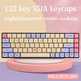 Combos 132 touches XDA rose Keycaps PBT colorant Sublimation violet jaune Keycap guimauve thème pour clavier mécanique GMMK Pro TM680 89