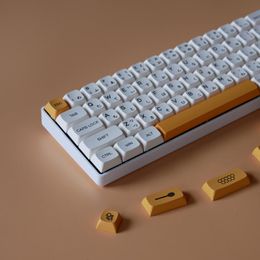 Combo's 140 toetsen/Set Honey Milk Theme KeyCaps voor MX Switch Mechanisch toetsenbord verdikte PBT Dye Subbed Bee KeyCap XDA Profiel Key Caps