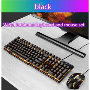 Combos 1600DPiphotoelectric USB Wired Colorful Rainbow Suspension Backlight Office Gaming Clavier et souris