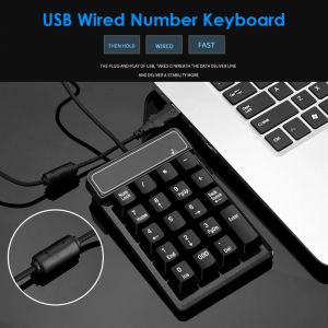 Combo's 19 sleutels USB Mechanisch Feel Draad Numeriek toetsenbord Toetsenbord Mini -nummer KeyCaps Numpad -toetsenbord voor laptop Desktop PC Computer Opmerking