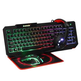 Combos 4pcs Gaming Clavier et souris Backlight Rereillement mécanique Clavier d'écoute de jeu Kit de joueur Souris silencieuse Ensemble pour ordinateur portable PC