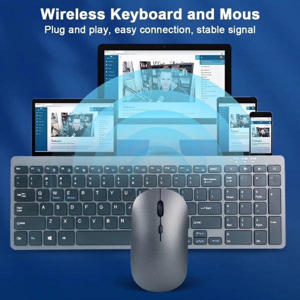 Combos 99 Teclas Ergonómica Teclado inalámbrico Bluetooth Compatible Combo de mouse del mouse del mouse de tamaño completo con almohadilla numérica para el hogar Ofiice