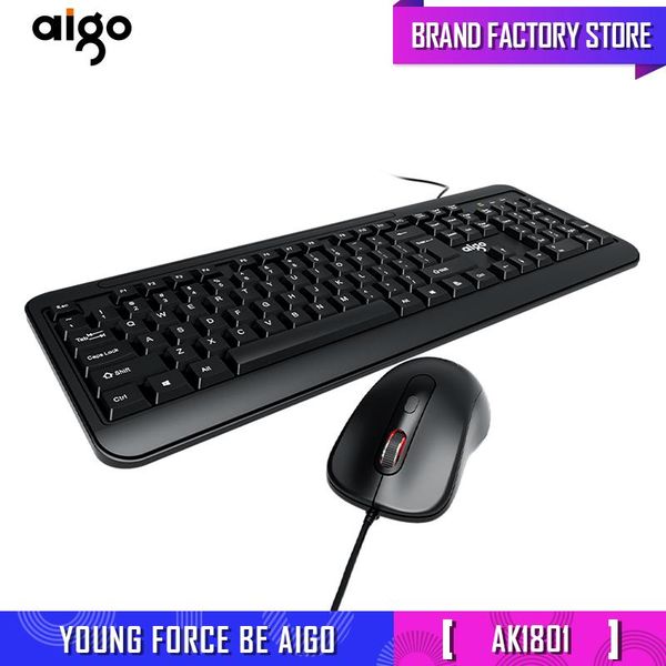 Combos AIGO AK1801 Clavier de jeu et souris 104 touches Kit de joueur de clavier filaire imperméable 5500dpi Souris de jeu silencieuse Ensemble pour PC ordinateur portable