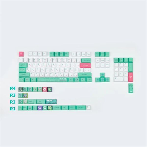 Combos Anime 128 Keys Frog PBT 5 Face Dyesublemation Cherry Perfil KeyCaps para teclado mecánico GH60 GK61 GK64 84 87 104 108