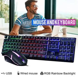 Combos Backlight Gaming Wired Gaming Clavier et souris Mécanique abattage Kit de joueur de clavier 1200dpi Souris de jeu pour ordinateur portable PC ordinateur