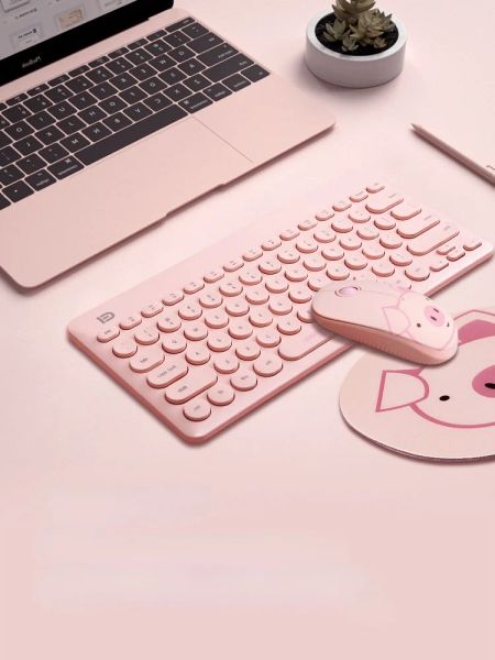 Combos Clavier sans fil rose mignon Pig Pig et souris Clavier de souris Mute Keyboard pour ordinateur portable PC avec des accessoires d'ordinateur de pavé de souris