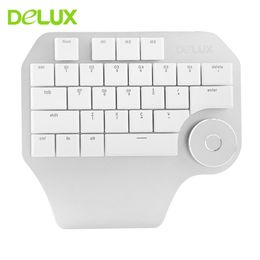 Combos Delux T11 Designer clavier ergonomique à une main + cadran de Surface + Mini souris verticale sans fil Bluetooth M618 Combo pour ordinateur portable