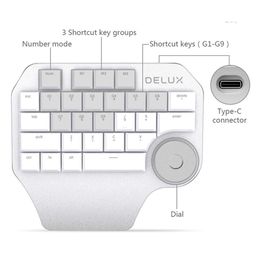 Clavier design Clavier ergonomique à une main pour ordinateurs portables + M618 + Surface Dial mini souris verticale Bluetooth sans fil combo