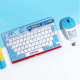 Combos Doraemon Bluetooth 2.4G MONE sans fil de souris silencieuse 78 touches clavier Ergonomic Computer pour iPad MacBook Office d'ordinateur portable