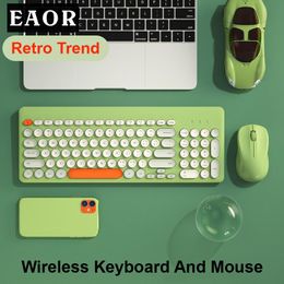 Combos EAOR 2.4G ensemble clavier et souris de jeu sans fil clavier rond silencieux clavier sans fil souris Combos pour PC Gamer ordinateur de bureau ordinateur portable