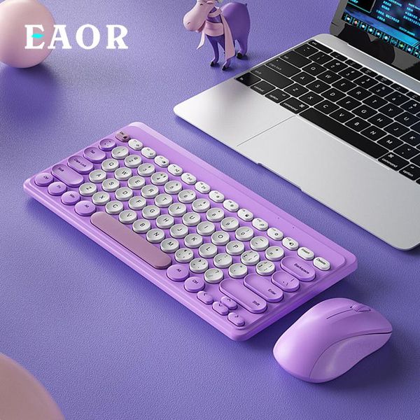 Combos eaor 2.4g clavier sans fil de souris de souris MUTE MINI MINI SEMPORTOLE SOURNE CHARGE DE MONDE CADEAU CADEAU CADEAU DE BUREAU POUR LAPTOP PC GAMER