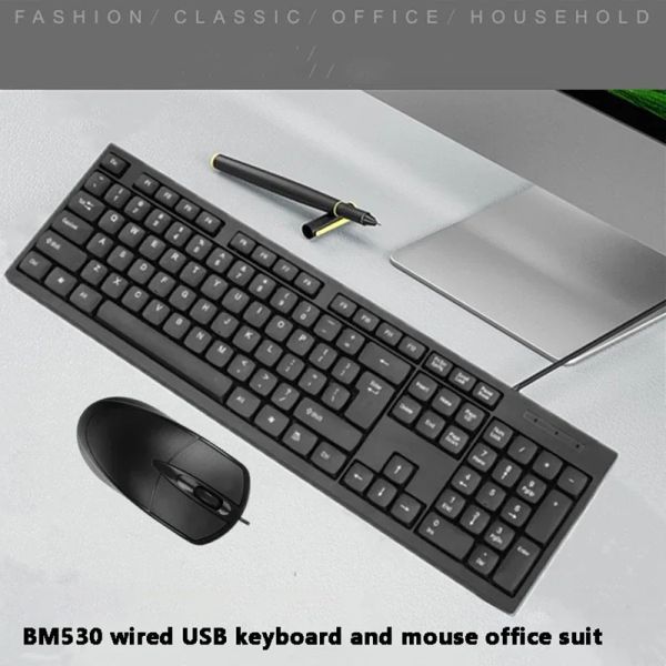 Combos Fashion Office Home Wired Keyboard Mouse y mouse Soporte Inglés español español árabe francés y otros idiomas