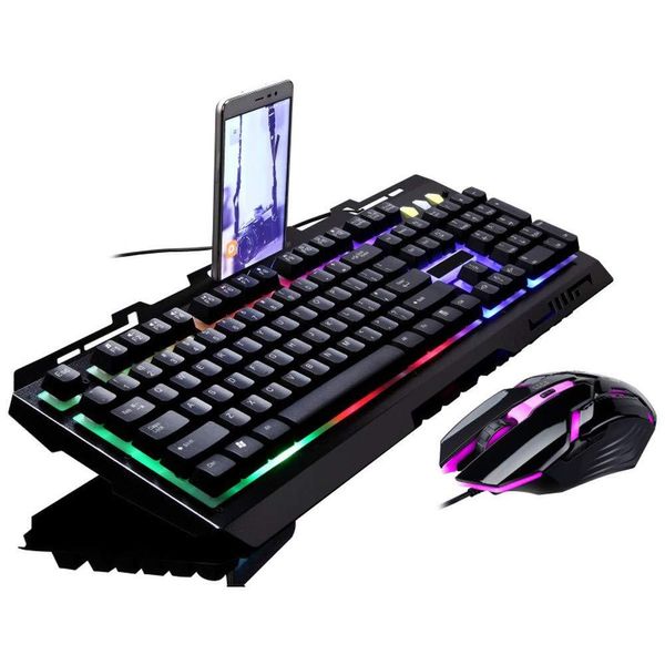 Combos Combo de teclado y ratón para juegos G700, 104 teclas con cable, ergonómico, retroiluminado con LED, juego de teclado y ratón para juegos de PC para jugadores de PC
