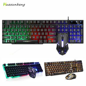 Combo's gaming -toetsenbord en muis gamer -toetsenborden voor pc -computer laptop LED RGB Backlit USB Wired Waterproof multimediamuis toetsenbord