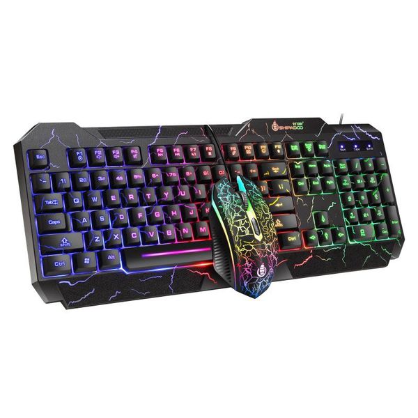 Combos Ensemble de Clavier de Jeu Souris de Jeu RVB LED Claviers de Joueur rétroéclairés Clavier Filaire USB pour Jeu PC Ordinateur Portable Teclado Gamer