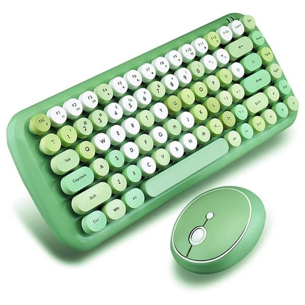 Combos jelly peigt wireless keyboard souris 2.4g wireless rond punk russia espagnol coréen clavier et souris optique set home office use