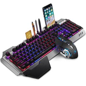 Combo's K680 Wireless Gaming -toetsenbord en muisset Oplaadbare achtergrondverlichte mechanische 2.4G Black/White LED -toetsenbord en muiscombinatie