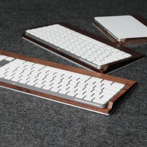 Combo's Kashcy Walnoot Massief houten dienblad Palmsteun voor Magic Keyboard Magic Trackpad Polssteun Pad Aluminium wolvilt onderkant