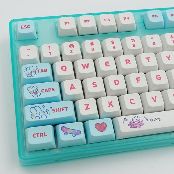 Combos KBDiy 129 touches/ensemble Steam Rabbit PBT capuchons de touches profil XDA personnalisé mignon blanc Keycap pour MX Switch capuchons de clavier de jeu mécanique