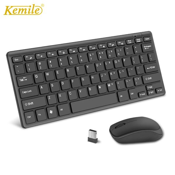 Combos Kemile 2.4G Mini Combo de Teclado Inalámbrico y Ratón Óptico Negro/Blanco para Samsung Smart TV Desktop PC