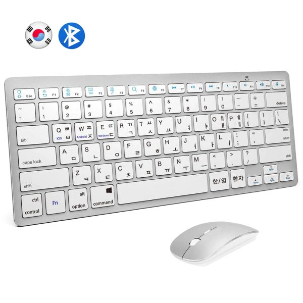 Combos de personaje coreano Bluetooth Keyboard Combo Combo Bluetooth Rates Teclado inalámbrico Ultra Slim para iPad iPhone iOS Android Windows