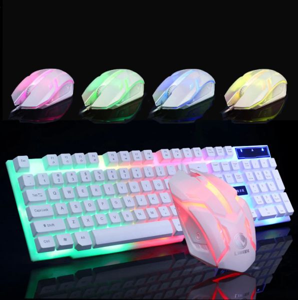 Combos LED Backlight Gaming Clavier filaire et souris Définir les claviers USB Ergonomics Gamer Mouse Holder Key Board Computer Game Keyboard