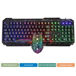 Combos LED LED LUMING GAMing Keyboard Mouse Mouse Combos USB Gamer Kit Wired Backlight Clavier multimédia étanche et souris pour PC