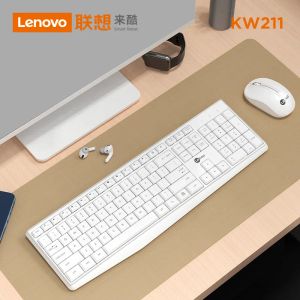 Combos Lenovo Lecoo KW211 Wireless 2.4G Zwart -wit draadloze set geschikt voor AOC Lenovo Allinone Computer toetsenbord en muis