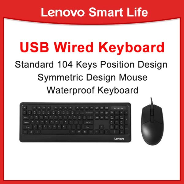 Combos Lenovo Teclado con cable original y conjunto Combo Combo interfaz USB X830L KM4800S KM102 Implaz de agua para la computadora portátil de computadora de escritorio