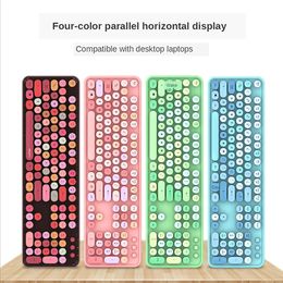 Combo's gemengde kleur 2,4 GHz draadloos toetsenbord en muiscombo -set 104 kleurrijke toetsen met USB -ontvanger voor Mac PC -laptop bureaublad