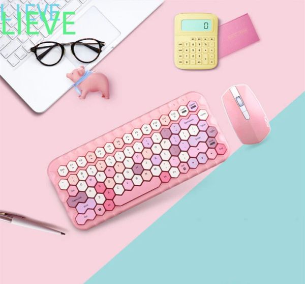 Combos mofii miel bluetooth clavier sans fil et fille de souris beau clavier ordinateur portable petit créatif