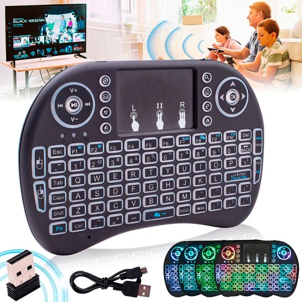 Combos Nuevo Mini Teclado inalámbrico Vuelo del mouse Gran Touchpad Computadora digital Batería seca USB TEQUISO DUAL PROPIS