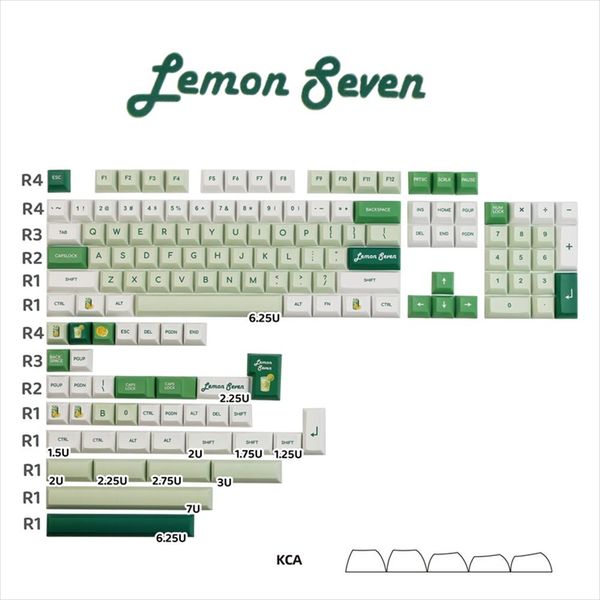 Combos Originales Lemon Custom Lemon Seven Capas KCA Perfil Similar CHERRY GRIGHT CASTA RÁPIDO PARA CHERRY MX Switch Mechanical Keyboard