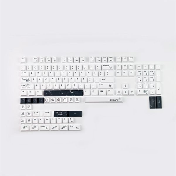 Combos pbt space man keycap minimaliste blanc noir 140 touches de cheminée cerise teyesubbed keycaps pour le clavier de jeu mécanique