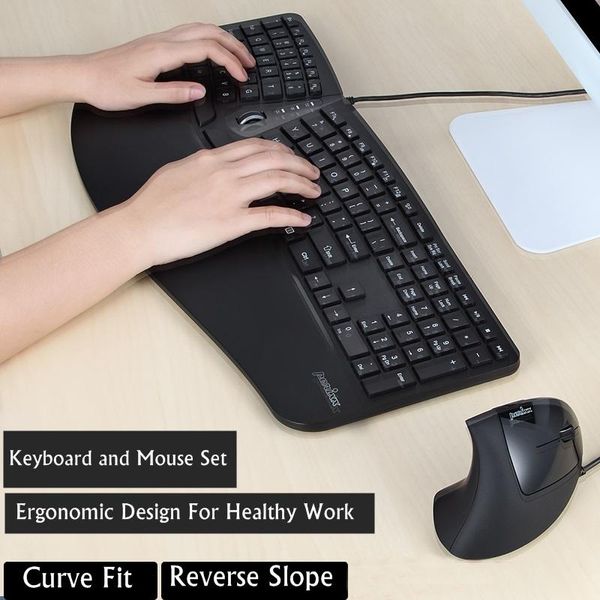 Combos PERIXX PERIDUO505 ensemble clavier et souris filaire USB ergonomique ensemble clavier et souris ergonomique pour ordinateur portable de bureau
