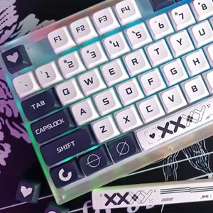 Combos Print Stream Keycap XDA Profile PBT Keycap Set Black White Mechanical Keyboard Keys for MX Customization DIY