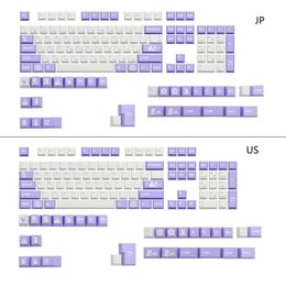 Комбинированная клавиатура с темой кролика, сублимационный материал ПБТ, 135 клавиш, английская/японская стильная фиолетовая механическая клавиатура, набор колпачков для клавиш