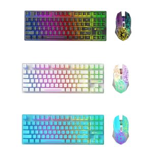 Combos Rainbow Backlit Mechanical Gaming Keyboard and Mouse Ensembles pour les lecteurs d'ordinateurs portables PC