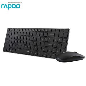 Combos Rapoo 9300m 4,9 mm Ultra Slim Portable Mute Mute Wireless Keyboard and Mouse Combo Support Bluetooth 3.0 / 4.0 2.4G Connect 3 Devices