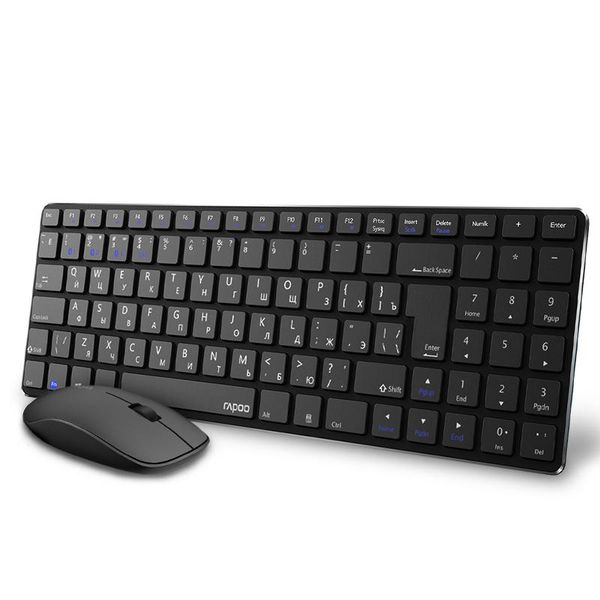 Combos Rapoo 9300M Multimodo Silencioso Bluetooth Teclado inalámbrico Mouse Combo Teclado delgado Conjunto de mouse óptico Teclado inglés/ruso