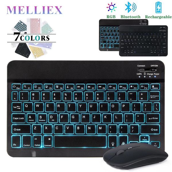 Combos RVB Sans Fil Bluetooth Clavier Souris Combo pour Apple iPad Ordinateur Portable Tablette PC Téléphone Xiaomi Samsung Huawei Gaming Mini Teclado