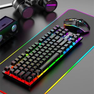 Combos Ryra Wireless 2.4g Clé rechargeable et souris Set Gaming RVB Backlight 87key Keyboard et Wireless Mouse Kit PC Gamer Combos