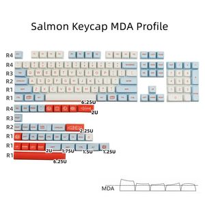 Combos de saumon keycap profil mda 138 clés colorant sublimation pbt keycap pour 61 64 68 78 84 87 96 980 104 108 Clavier mécanique