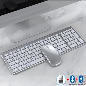 Combos Slim recargable español/ hebreo Bluetooth Bluetooth Conjunto de mouse para laptop 2.4G USB Wireless Keyboard y Mouse Combo coreano