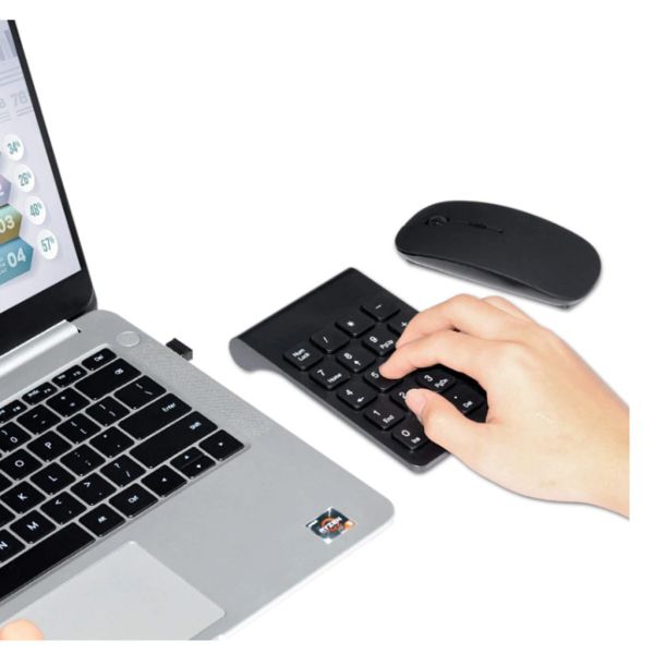Combos de petites taille 2,4 GHz sans fil de clavier numérique + souris Numpad 18 touches Clavier numérique pour ordinateur portable tablettes comptables