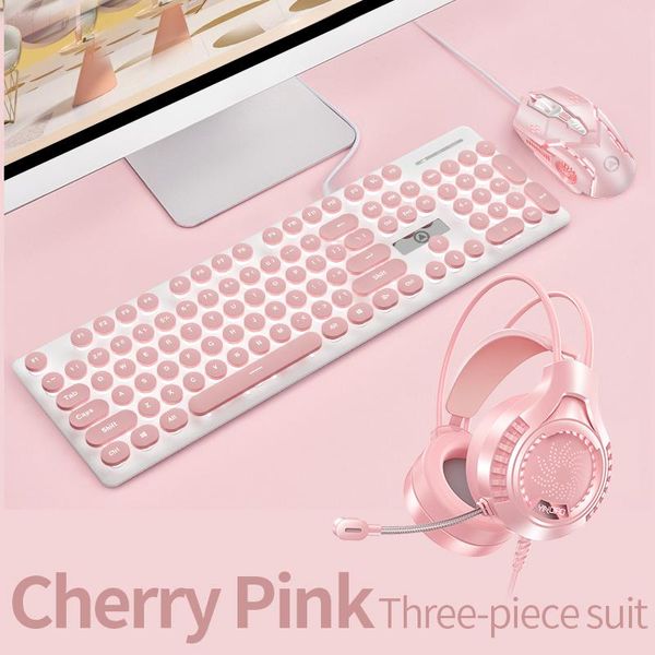 Combos Juego de tres piezas Juego de auriculares y teclado para juegos punk Teclados luminosos Ratones de 3200 DPI Combinaciones de auriculares Accesorios de computadora La mejor calidad