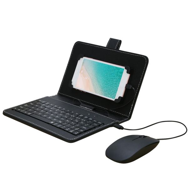 Combos Universal Mobile Phone Keyboard Mouse Set com capa de couro para Huawei Samsung Xiaomi HTC IPhone cabe até 7 