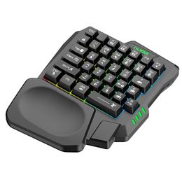 Combos Teclado USB con una sola mano, 35 teclas, teclados luminosos para juegos, teclado ergonómico colorido para jugadores, reposamanos