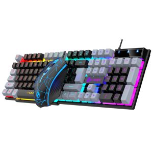 Combos USB Gaming Wired Keyboard Mouse Set PC Rainbow LED Colorant Backlit Gamer Gaming Mouse and Keyboard Combos Kit Home Office